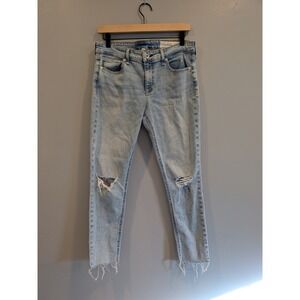 Rag & Bone Cate Mid Rise Ankle Skinny Jeans Distressed Raw Hem Size 29